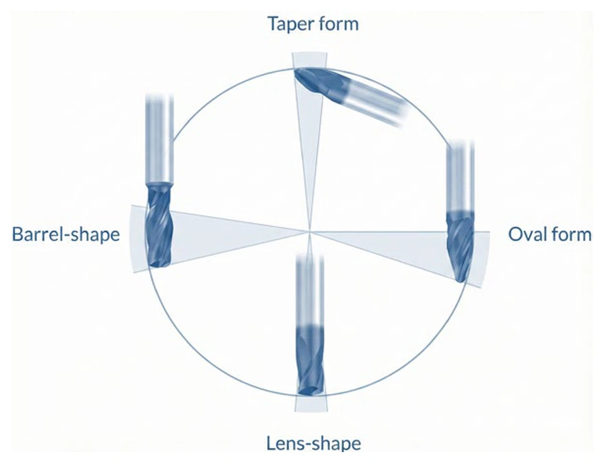 รูปทรงเรขาคณิตของดอกกัดหลายแกนและดอกกัด Circle-Segment / Barrel Cutter สำหรับเก็บผิวละเอียด 5 แกน