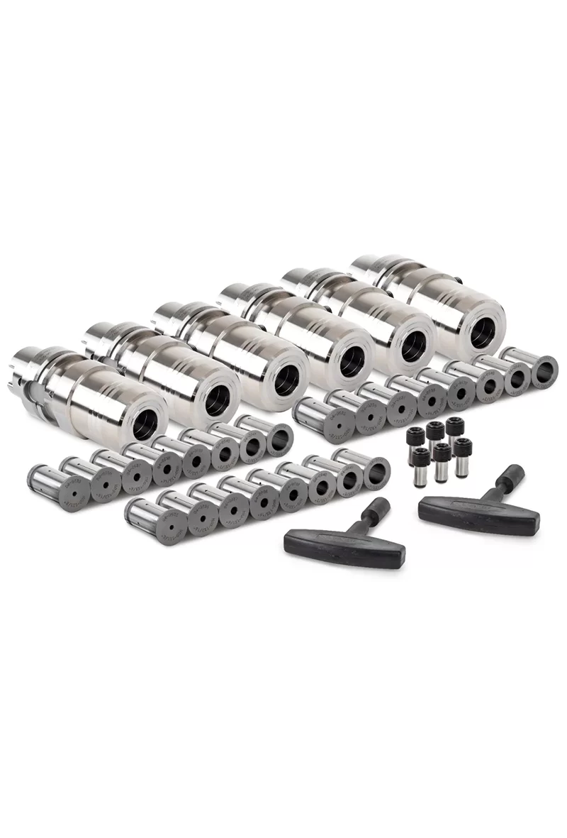 6-Piece, HSK63A Inch Hydraulic Milling Chuck and Collet Kit, TSC