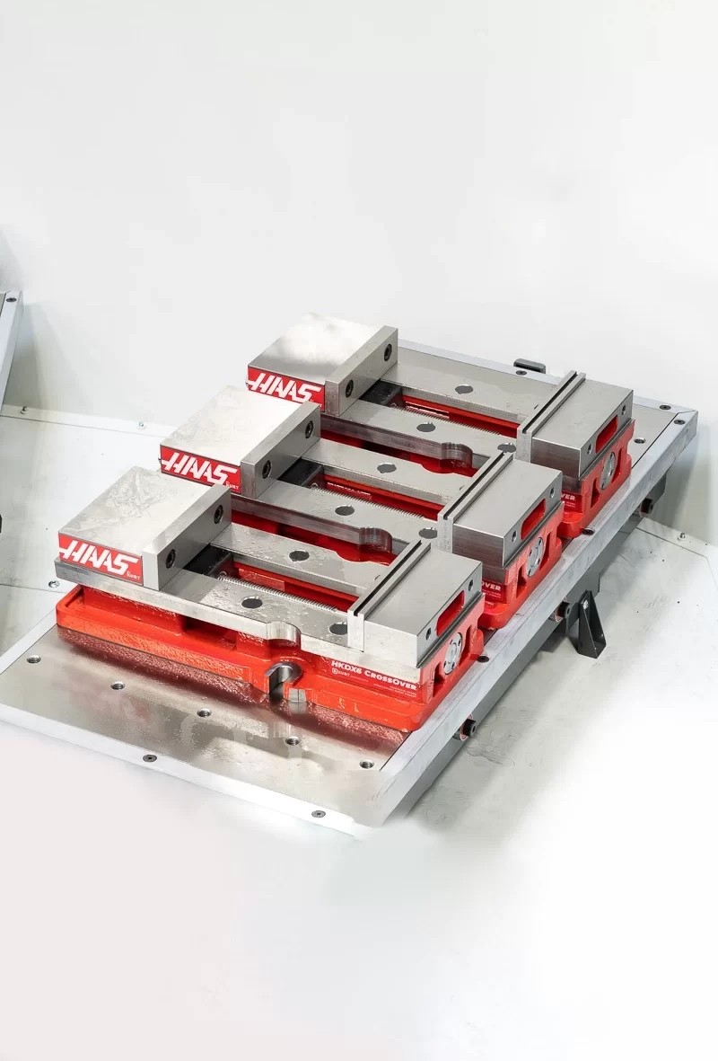 Pack of 3, 6 (150mm) Single-Station Fixed-Jaw Vise, 9 (230mm) Opening, Flange Style, Haas Workholding by Kurt