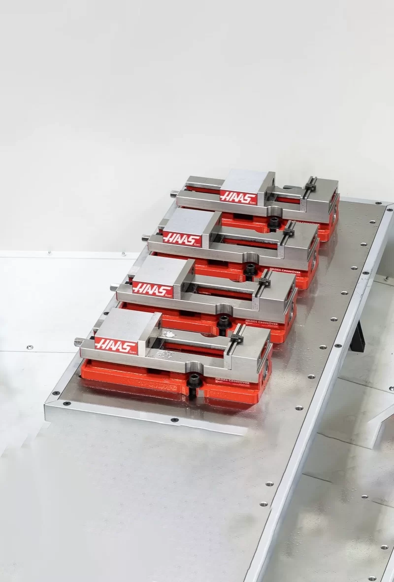 Pack of 4, 4 (100mm) Single-Station Fixed-Jaw Vise, 6.5 (165mm) Opening, Flange Style, Haas Workholding by Kurt