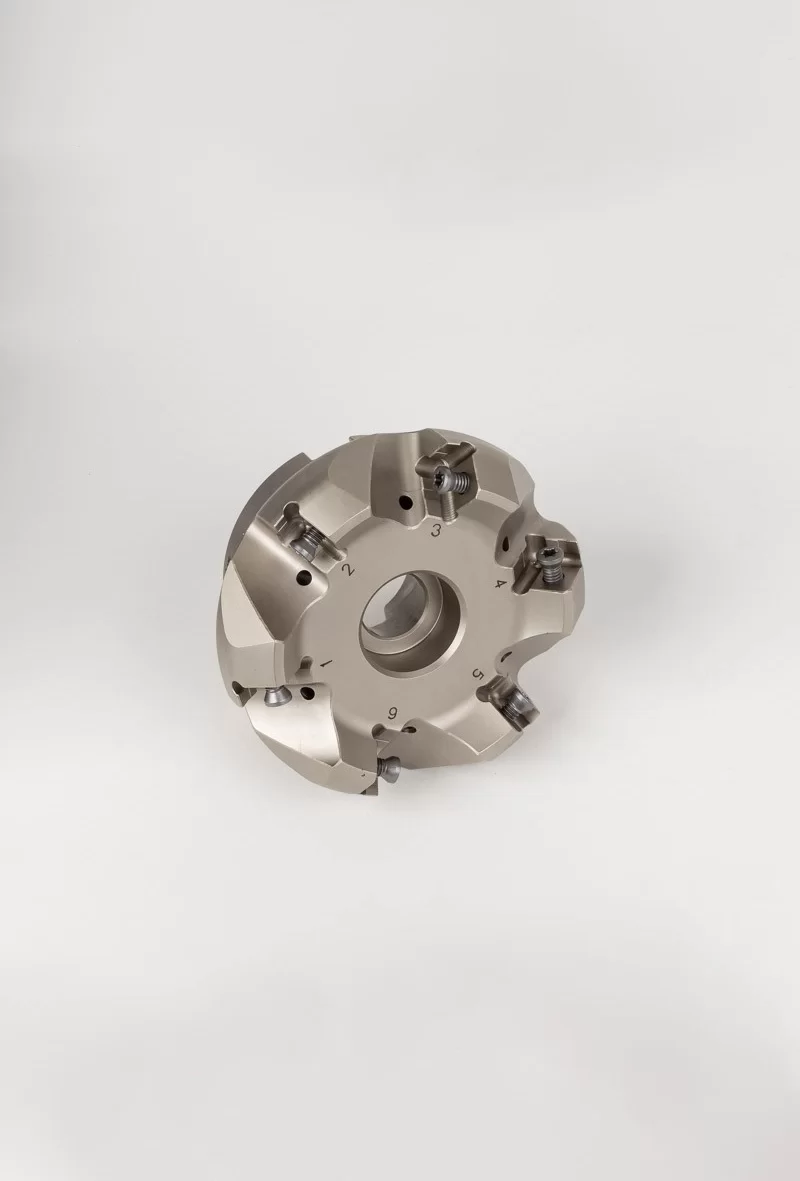 HCSNP, 2-1/2" Diameter Shell Mill, 1" Pilot Bore x 45° Lead Angle, 6 Inserts (Square), Negative/Positive Geometry, TSC