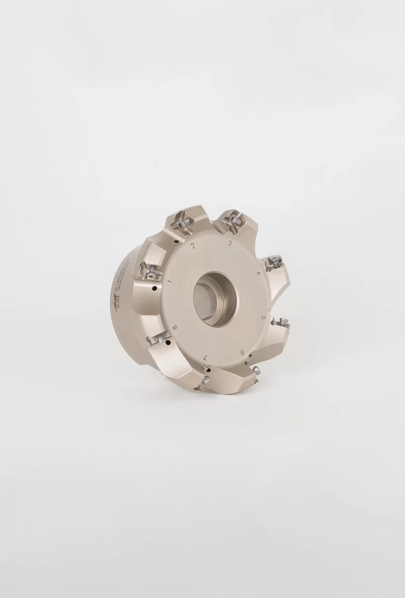 HCSNP, 4" Diameter Shell Mill, 1-1/4" Pilot Bore x 45° Lead Angle, 8 Inserts (Square), Negative/Positive Geometry, TSC