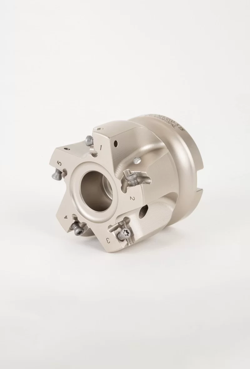 HLNP, 2 Diameter Shell Mill, 34 Pilot Bore x 90° Lead Angle, 5 Inserts (Rectangle), NegativePositive Geometry, TSC