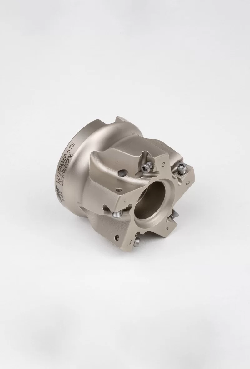 HLNP, 50mm Diameter Shell Mill, 22mm Pilot Bore x 90° Lead Angle, 5 Inserts (Rectangle), NegativePositive Geometry, TSC