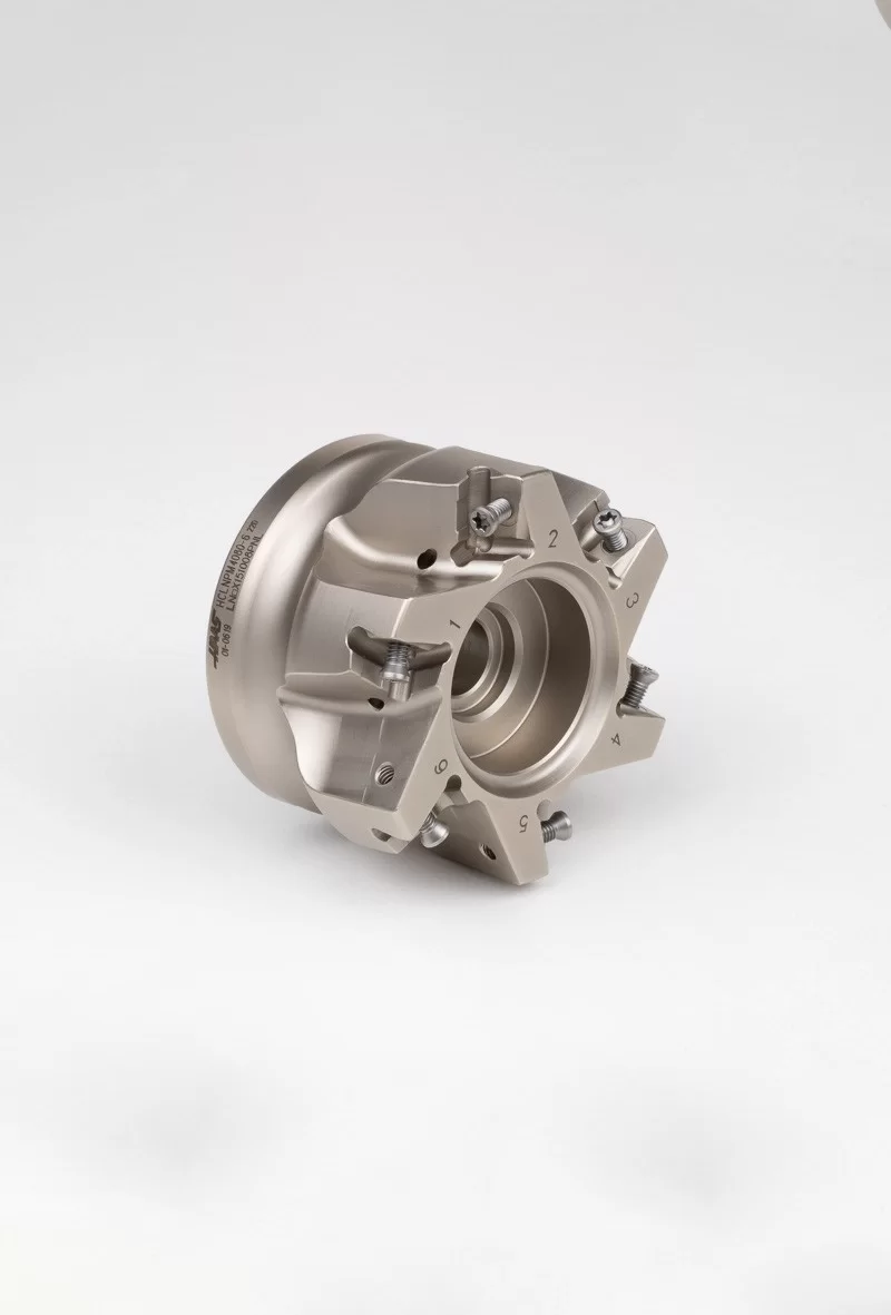 HLNP, 80mm Diameter Shell Mill, 27mm Pilot Bore x 90° Lead Angle, 6 Inserts (Rectangle), Negative/Positive Geometry, TSC