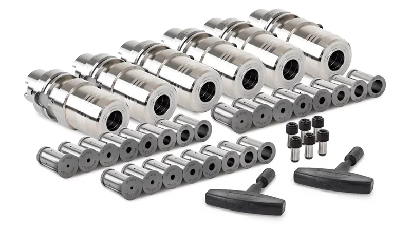 6-Piece, HSK63A Inch Hydraulic Milling Chuck and Collet Kit, TSC