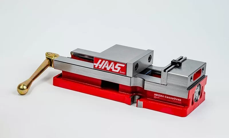 4 (100mm) Single-Station Fixed-Jaw Vise, 6.5 (165mm) Opening, Flange Style, Haas Workholding by Kurt