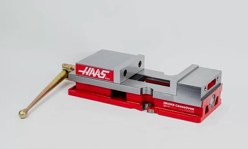 8 (200mm) Single-Station Fixed-Jaw Vise, 10 (250mm) Opening, Flange Style, Haas Workholding by Kurt