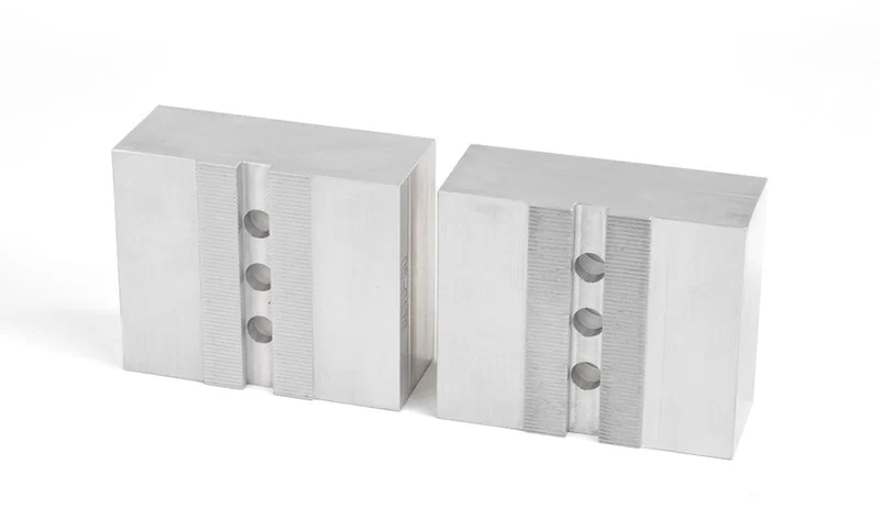 Aluminum 4 (100mm) Machinable Self-Centering Hydraulic Vise Jaws - Haas 6 (150mm) Chuck Vise