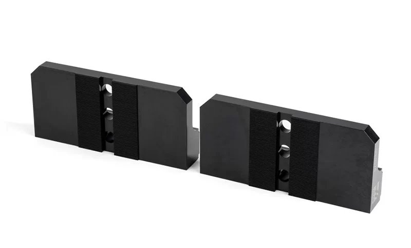 Hard Steel 8 (200mm) Non-Machinable Serrated Self-Centering Hydraulic Vise Jaws - Haas 10 (250mm) Chuck Vise