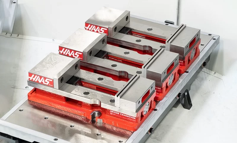 Pack of 3, 6 (150mm) Single-Station Fixed-Jaw Vise, 9 (230mm) Opening, Flange Style, Haas Workholding by Kurt