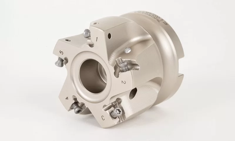 HLNP, 2 Diameter Shell Mill, 34 Pilot Bore x 90° Lead Angle, 5 Inserts (Rectangle), NegativePositive Geometry, TSC