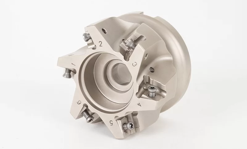 HLNP, 3 Diameter Shell Mill, 1 Pilot Bore x 90° Lead Angle, 6 Inserts (Rectangle), NegativePositive Geometry, TSC