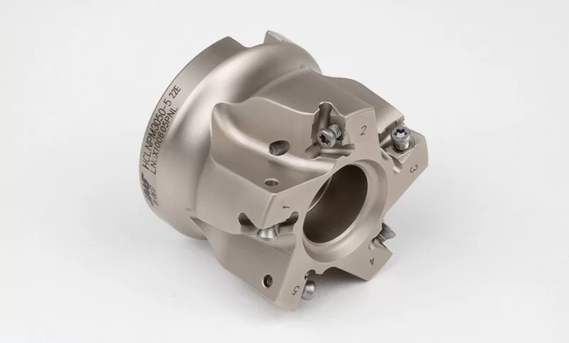 HLNP, 50mm Diameter Shell Mill, 22mm Pilot Bore x 90° Lead Angle, 5 Inserts (Rectangle), NegativePositive Geometry, TSC