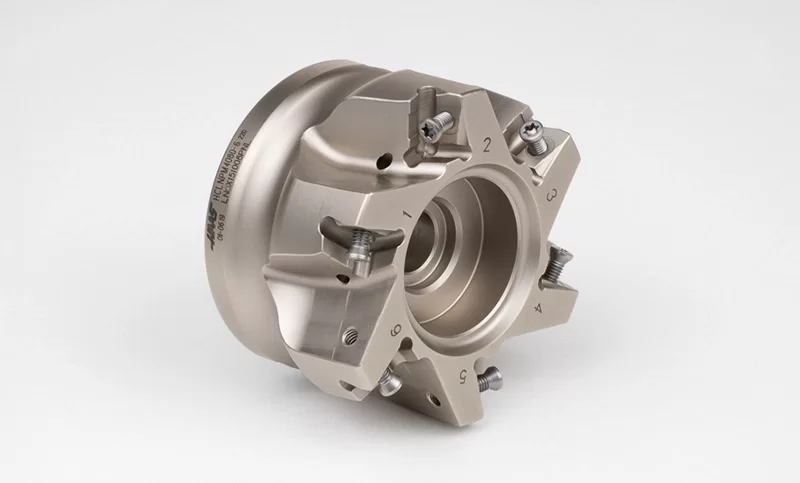 HLNP, 80mm Diameter Shell Mill, 27mm Pilot Bore x 90° Lead Angle, 6 Inserts (Rectangle), Negative/Positive Geometry, TSC